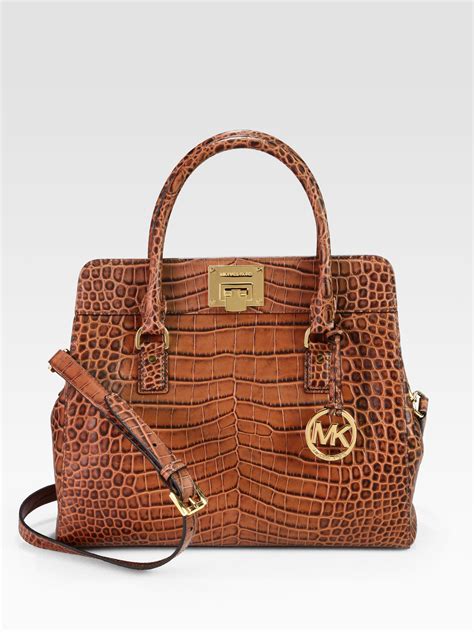 2003 michael michael kors brown leather satchel|Michael Kors leather satchel large.